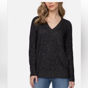 Buffalo David Bitton Women's Soft Cozy V-Neck Long Sleeve Top Black